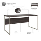 Bureau informatique de 60 po avec pattes en métal et gestion des câbles, hickory moderne / noyer noir / gris platine / gris orage / blanc