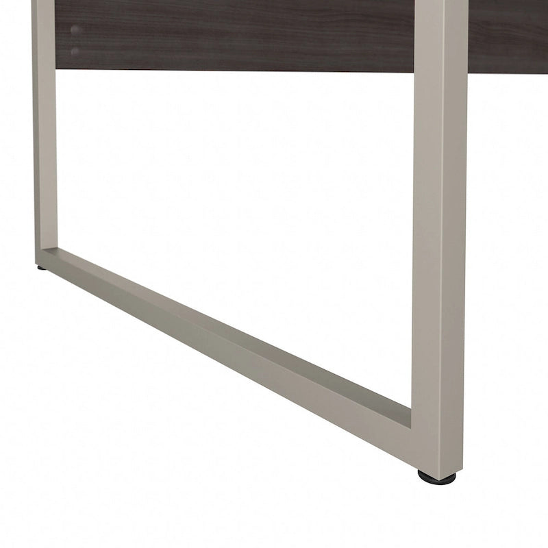 Bureau informatique de 60 po avec pattes en métal et gestion des câbles, hickory moderne / noyer noir / gris platine / gris orage / blanc
