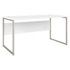 Bureau informatique de 60 po avec pattes en métal et gestion des câbles, hickory moderne / noyer noir / gris platine / gris orage / blanc
