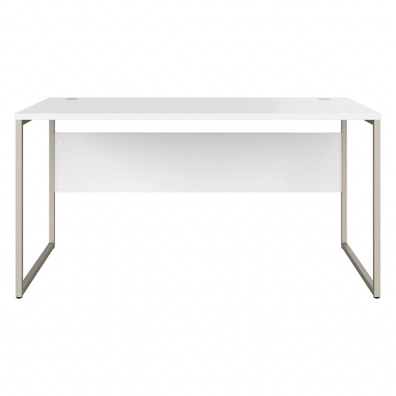 Bureau informatique de 60 po avec pattes en métal et gestion des câbles, hickory moderne / noyer noir / gris platine / gris orage / blanc