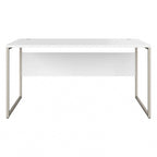 Bureau informatique de 60 po avec pattes en métal et gestion des câbles, hickory moderne / noyer noir / gris platine / gris orage / blanc
