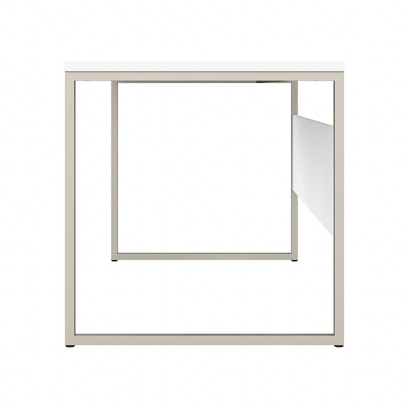 Bureau informatique de 60 po avec pattes en métal et gestion des câbles, hickory moderne / noyer noir / gris platine / gris orage / blanc