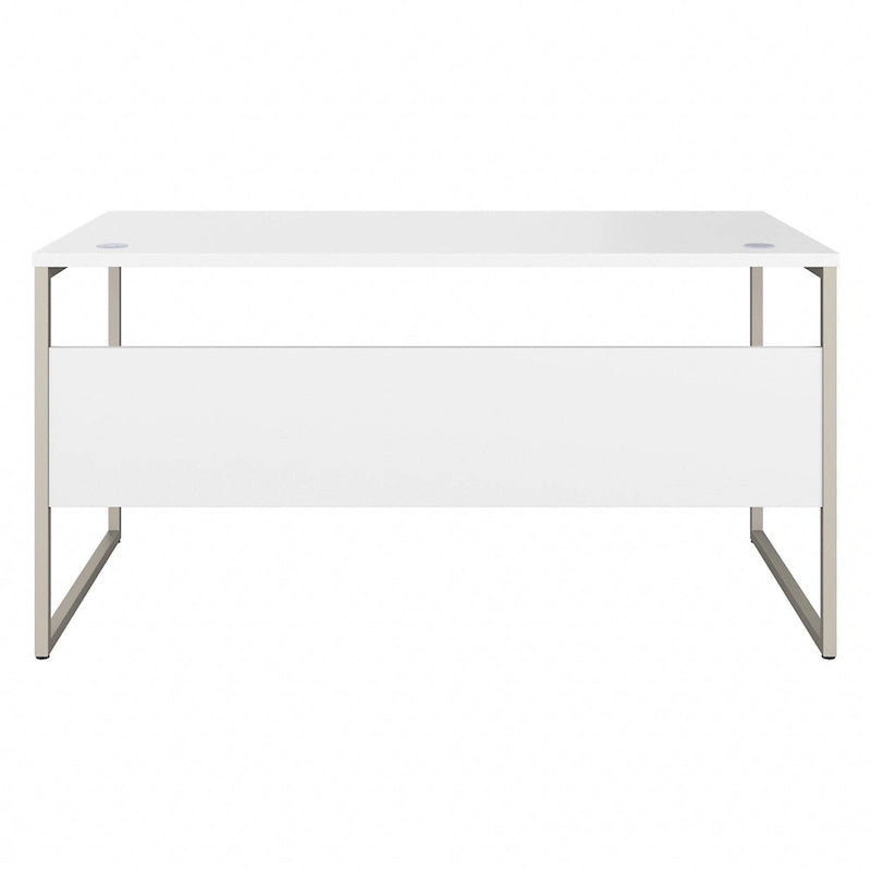 Bureau informatique de 60 po avec pattes en métal et gestion des câbles, hickory moderne / noyer noir / gris platine / gris orage / blanc