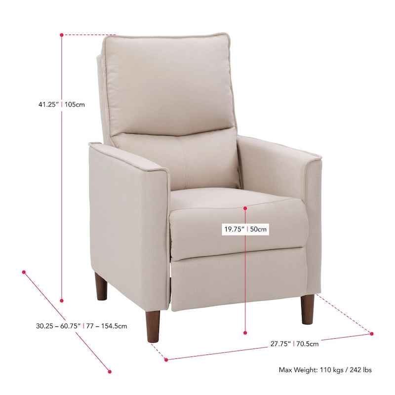 Fauteuil inclinable manuel avec repose-jambes haut, gris / anthracite / beige