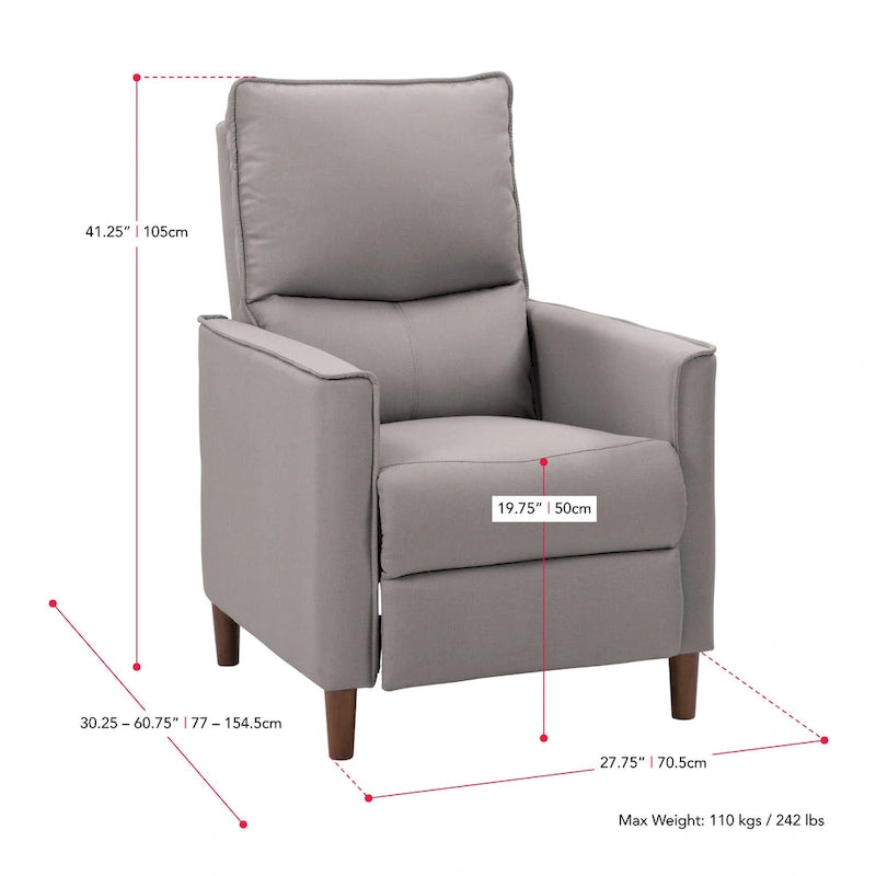Fauteuil inclinable manuel avec repose-jambes haut, gris / anthracite / beige
