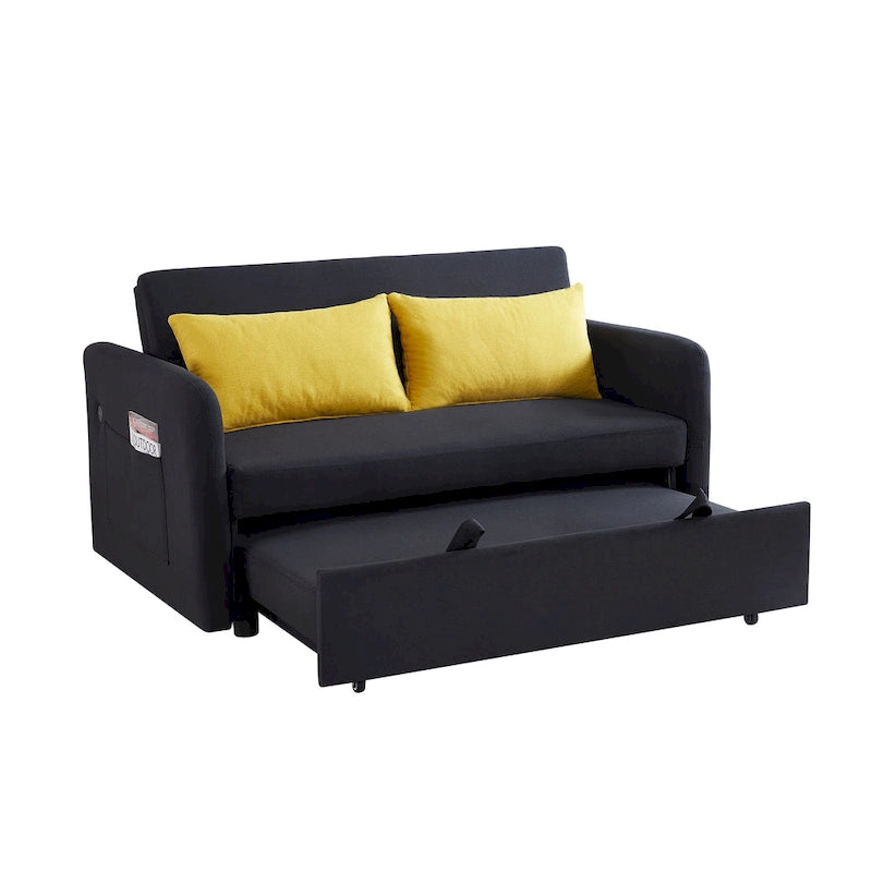 Canapé-lit gigogne avec chargement USB et roulettes, Gris / Blanc / Noir, 2 places