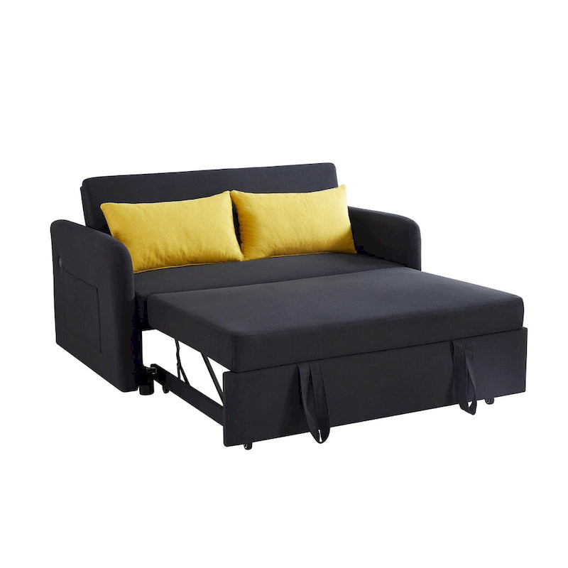 Canapé-lit gigogne avec chargement USB et roulettes, Gris / Blanc / Noir, 2 places