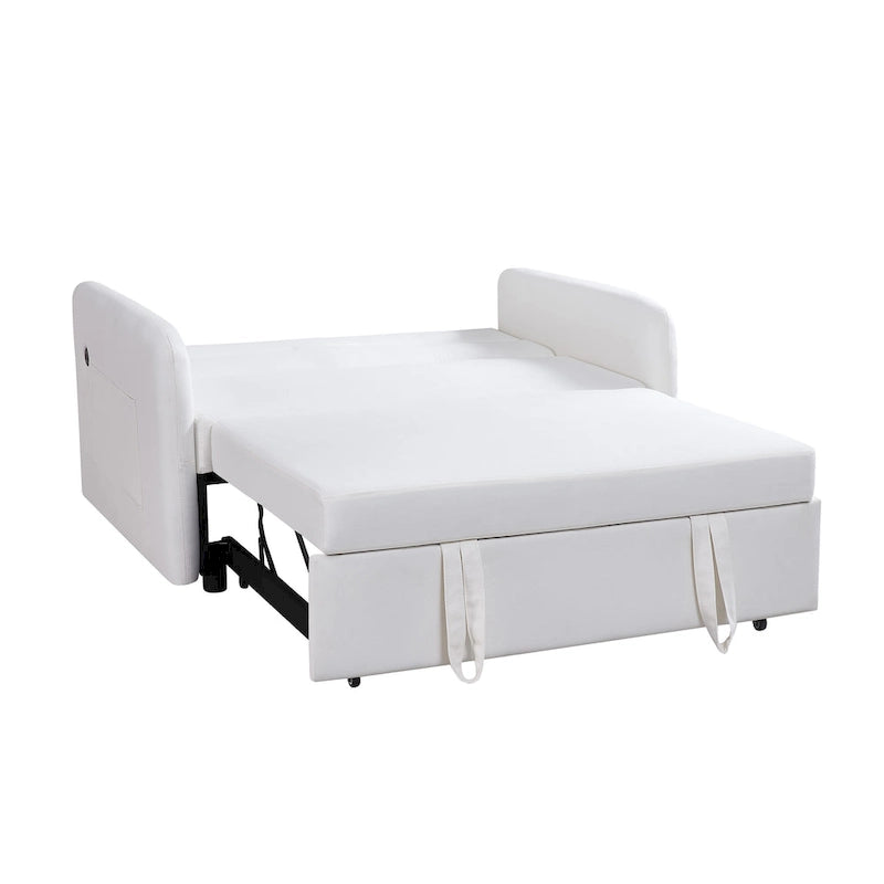 Canapé-lit gigogne avec chargement USB et roulettes, Gris / Blanc / Noir, 2 places