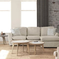 Canapé d'angle en tissu de lin beige/gris, 4-5 places