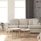 Canapé d'angle en tissu de lin beige/gris, 4-5 places