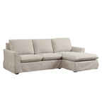 Canapé d'angle en tissu de lin beige/gris, 4-5 places