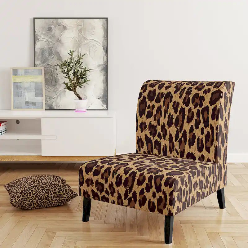 Fauteuil d'appoint rembourré imprimé léopard, marron, fauteuil d'appoint / crapaud / fauteuil club