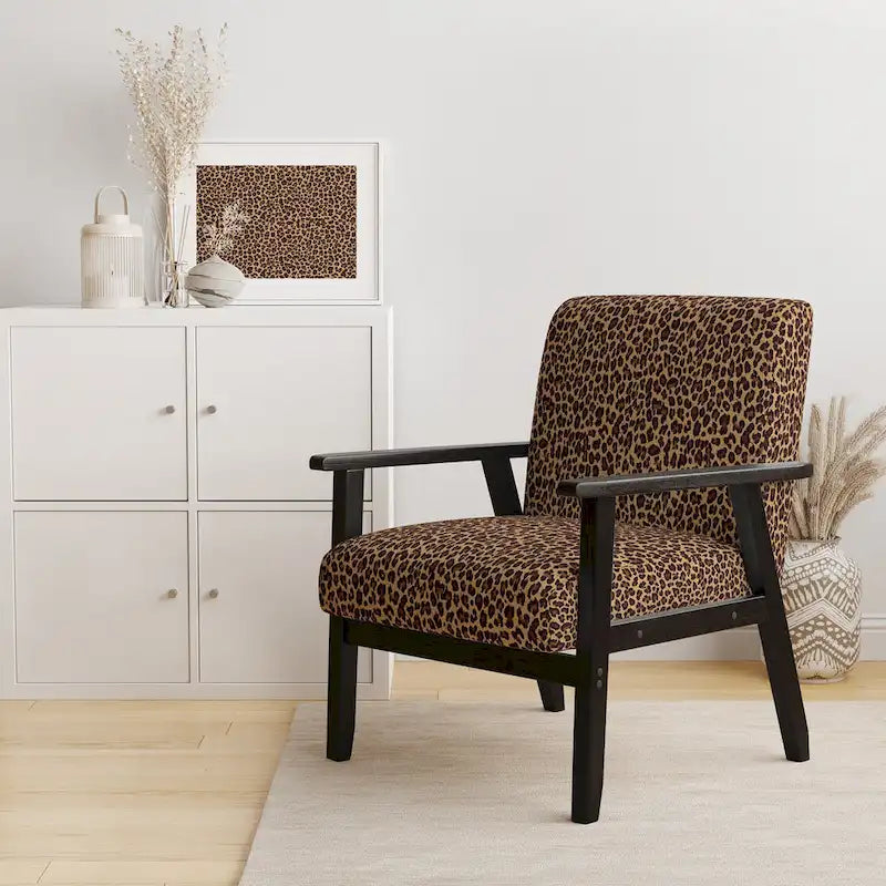 Fauteuil d'appoint rembourré imprimé léopard, marron, fauteuil d'appoint / crapaud / fauteuil club