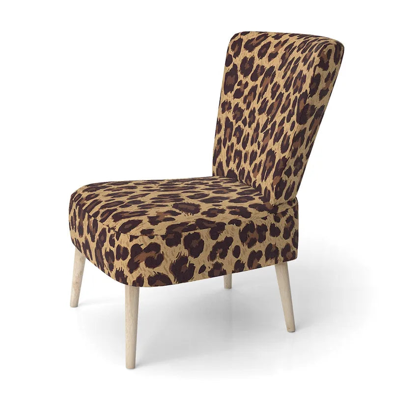 Fauteuil d'appoint rembourré imprimé léopard, marron, fauteuil d'appoint / crapaud / fauteuil club