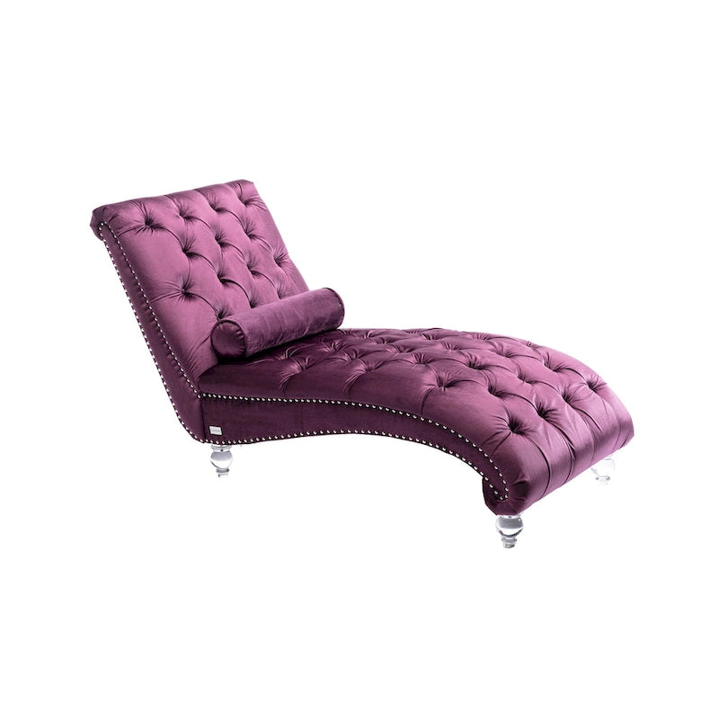 Méridienne en velours capitonné avec traversin, plusieurs coloris, 1 place