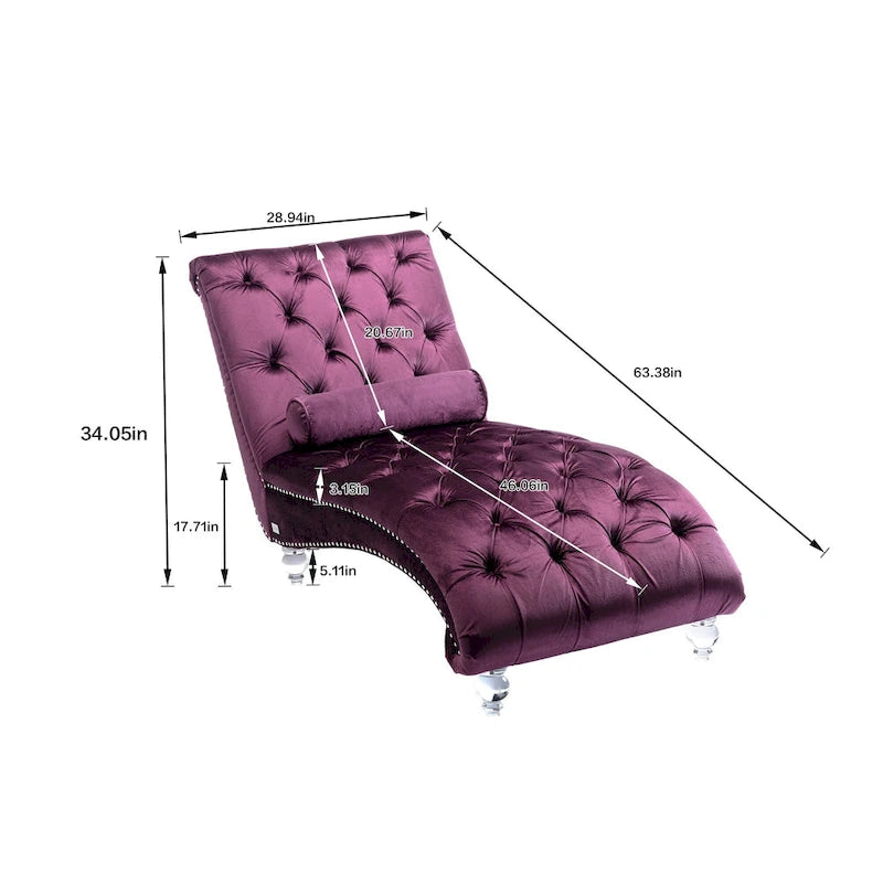 Méridienne en velours capitonné avec traversin, plusieurs coloris, 1 place