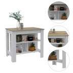 Îlot de cuisine avec 3 étagères de rangement et espace pour tabourets, plusieurs coloris