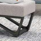 Banc de rangement en tissu gaufré capitonné avec pieds en bois courbé, Beige / Vieux rose / Gris clair / Bleu clair / Bleu marine