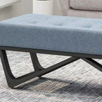 Banc de rangement en tissu gaufré capitonné avec pieds en bois courbé, Beige / Vieux rose / Gris clair / Bleu clair / Bleu marine