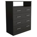 Commode 4 tiroirs avec surface supérieure ouverte, Noir / Blanc / Gris