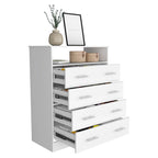 Commode 4 tiroirs avec surface supérieure ouverte, Noir / Blanc / Gris