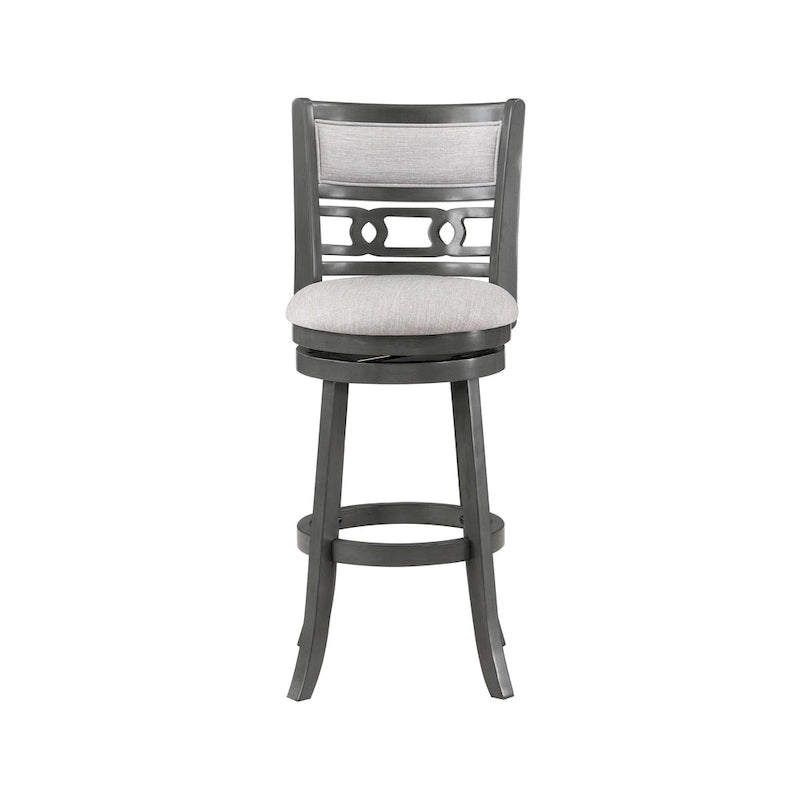 Tabouret de bar pivotant à dossier ovale ajouré et repose-pieds en anneau, gris clair / blé clair