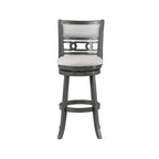 Tabouret de bar pivotant à dossier ovale ajouré et repose-pieds en anneau, gris clair / blé clair