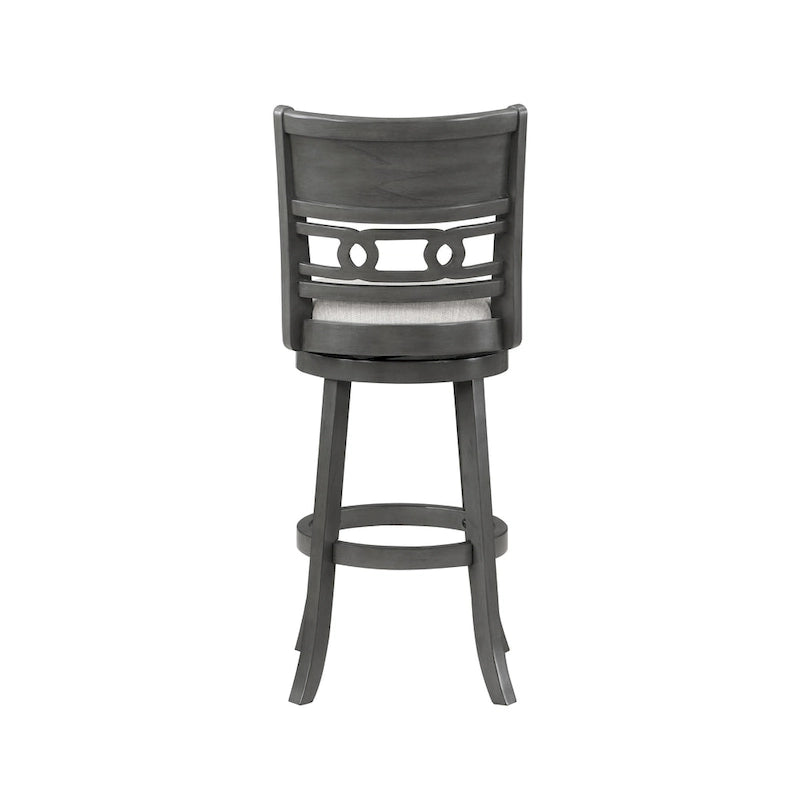 Tabouret de bar pivotant à dossier ovale ajouré et repose-pieds en anneau, gris clair / blé clair