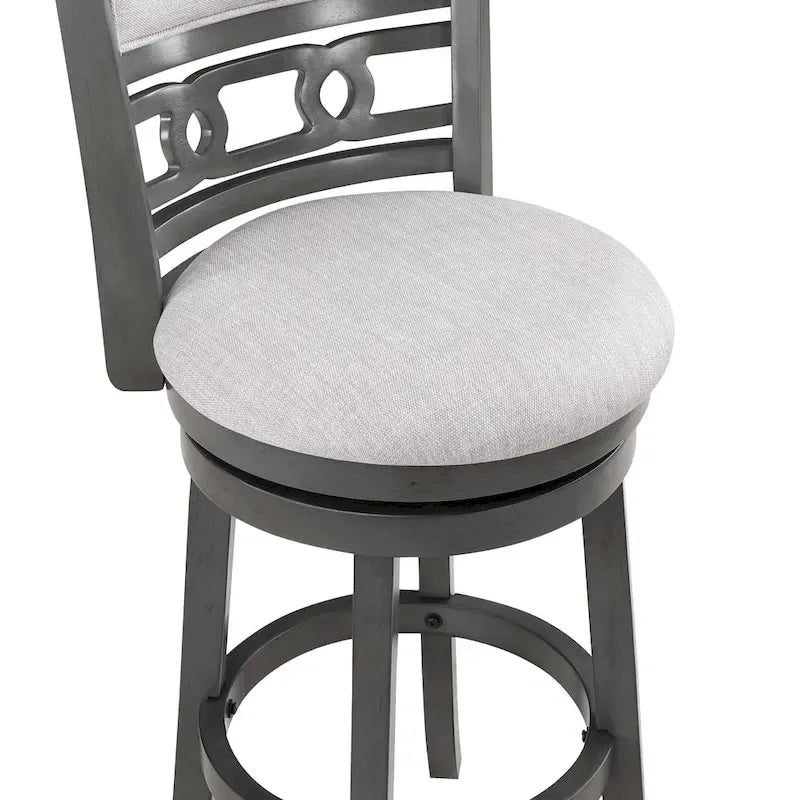 Tabouret de bar pivotant à dossier ovale ajouré et repose-pieds en anneau, gris clair / blé clair