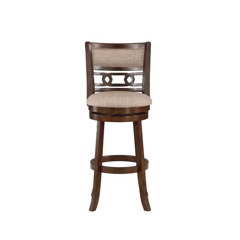 Tabouret de bar pivotant à dossier ovale ajouré et repose-pieds en anneau, gris clair / blé clair