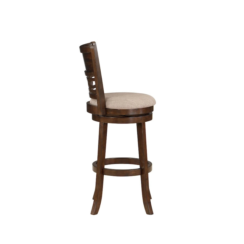 Tabouret de bar pivotant à dossier ovale ajouré et repose-pieds en anneau, gris clair / blé clair