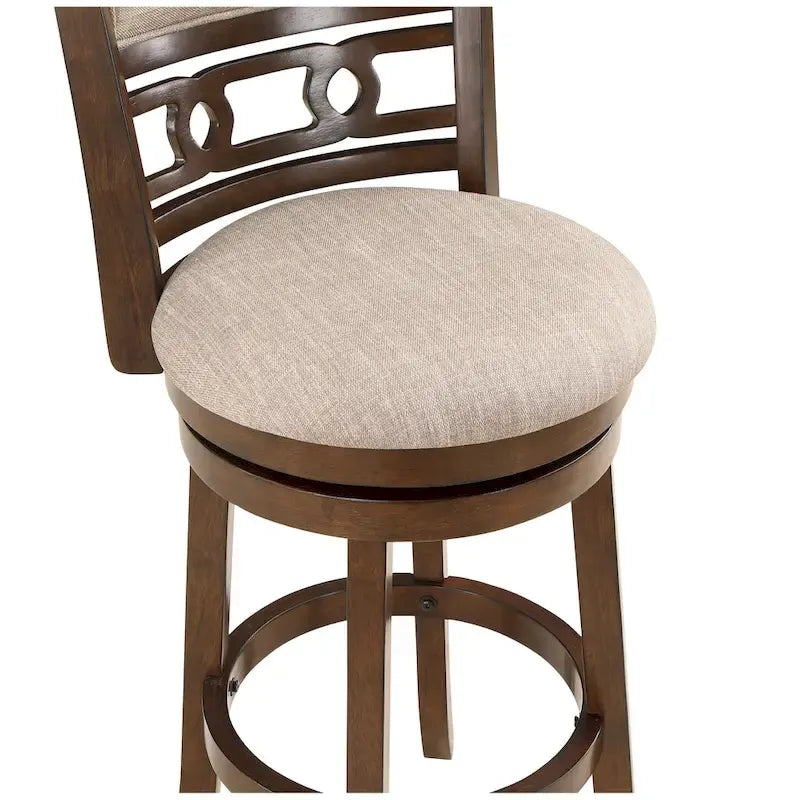 Tabouret de bar pivotant à dossier ovale ajouré et repose-pieds en anneau, gris clair / blé clair