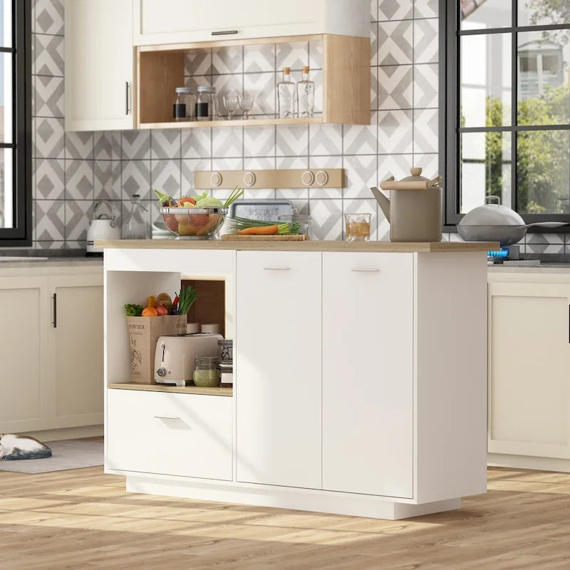 Kitchen Island Side Storage Cabinet Extendable Table Bar Cabinet