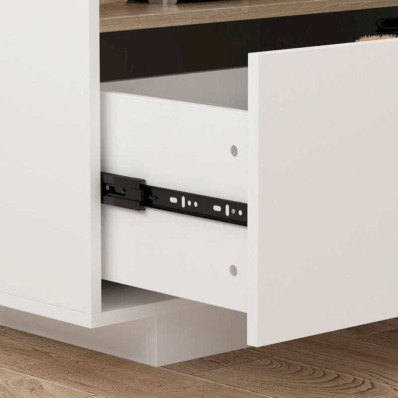 Desserte de cuisine îlot extensible avec rangement, chêne et marron