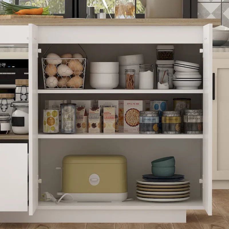 Desserte de cuisine îlot extensible avec rangement, chêne et marron