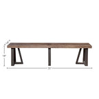 Banc de salle à manger rustique en pin, marron vieilli, 2-3 places