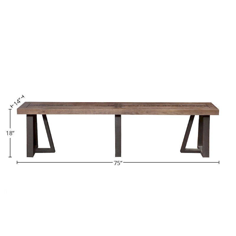 Banc de salle à manger rustique en pin, marron vieilli, 2-3 places