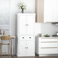 Garde-manger de cuisine autoportant de 183 cm, blanc, 2 portes et étagères réglables