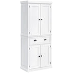 Garde-manger de cuisine autoportant de 183 cm, blanc, 2 portes et étagères réglables