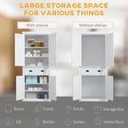 Garde-manger de cuisine autoportant de 183 cm, blanc, 2 portes et étagères réglables