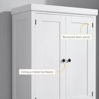 Garde-manger de cuisine autoportant de 183 cm, blanc, 2 portes et étagères réglables