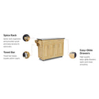 Dessert de cuisine mobile avec plateau en acier inoxydable, finition bois naturel