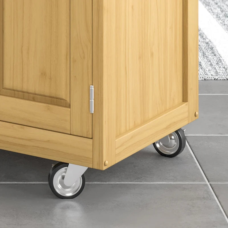 Dessert de cuisine mobile avec plateau en acier inoxydable, finition bois naturel