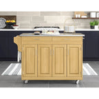Dessert de cuisine mobile avec plateau en acier inoxydable, finition bois naturel