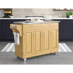 Dessert de cuisine mobile avec plateau en acier inoxydable, finition bois naturel