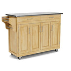 Dessert de cuisine mobile avec plateau en acier inoxydable, finition bois naturel