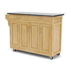 Dessert de cuisine mobile avec plateau en acier inoxydable, finition bois naturel