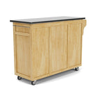 Dessert de cuisine mobile avec plateau en acier inoxydable, finition bois naturel