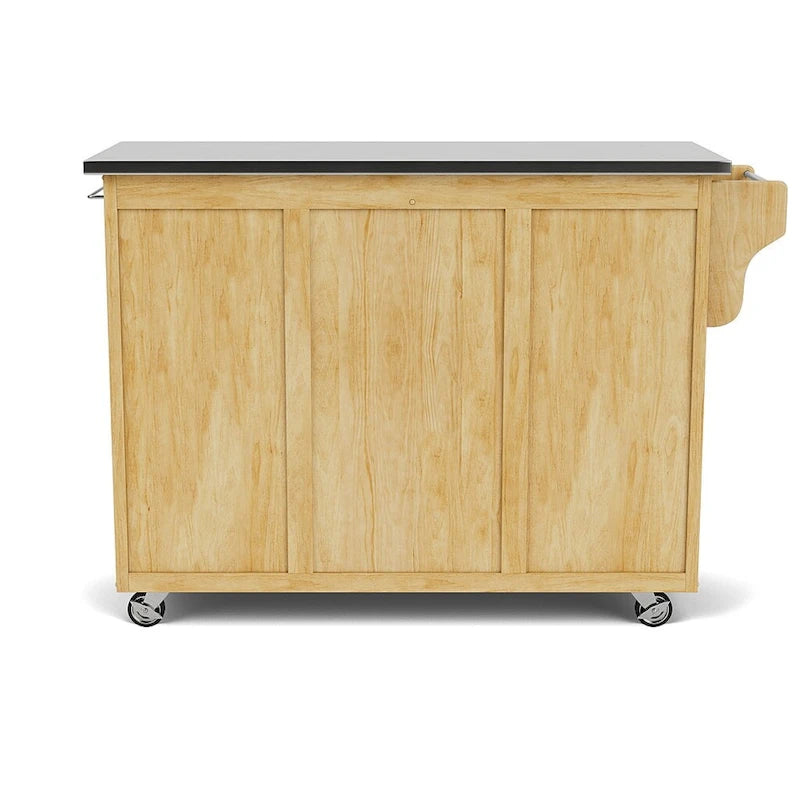 Dessert de cuisine mobile avec plateau en acier inoxydable, finition bois naturel