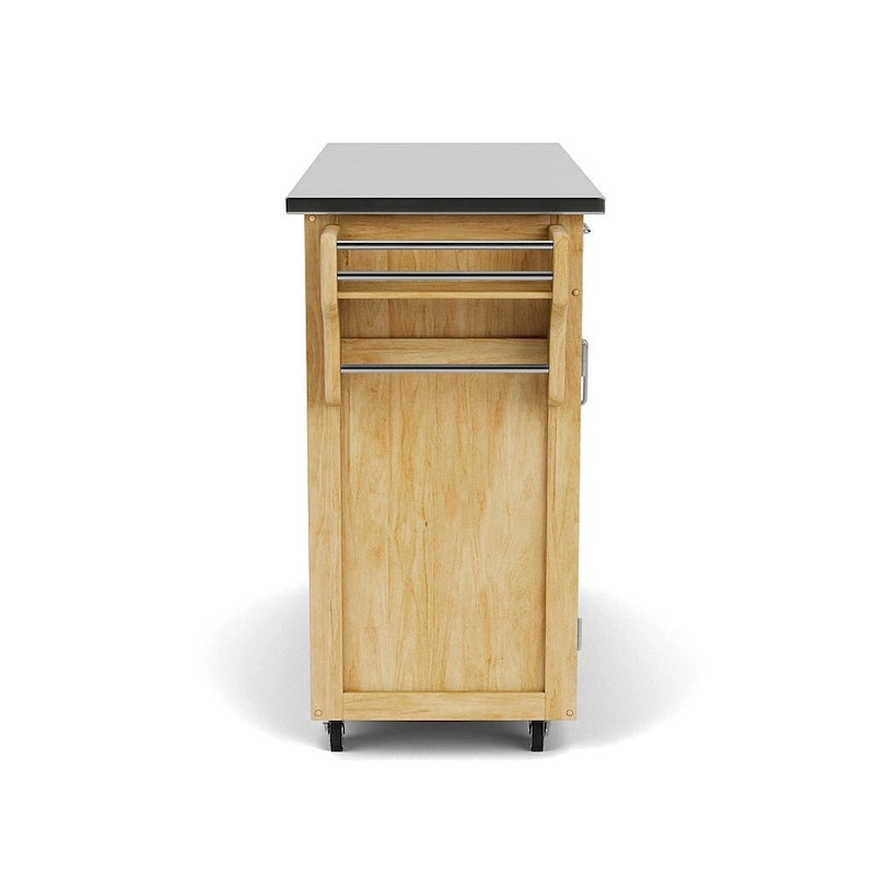 Dessert de cuisine mobile avec plateau en acier inoxydable, finition bois naturel